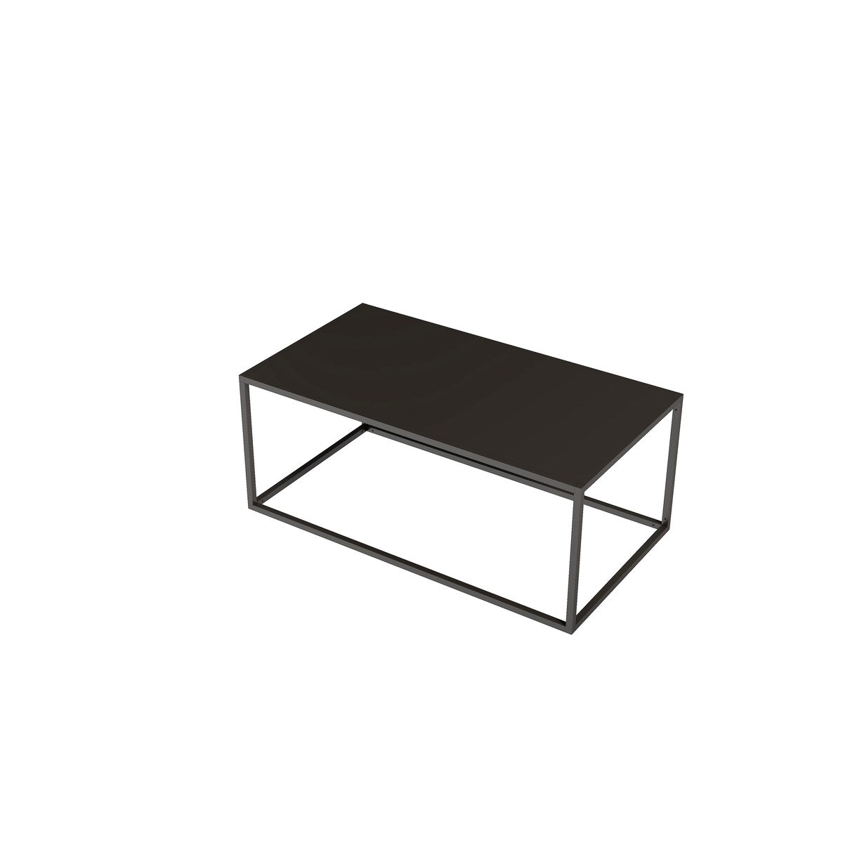 Dark Marble Rectangular Coffee Table with black Metal Leg for Living Room