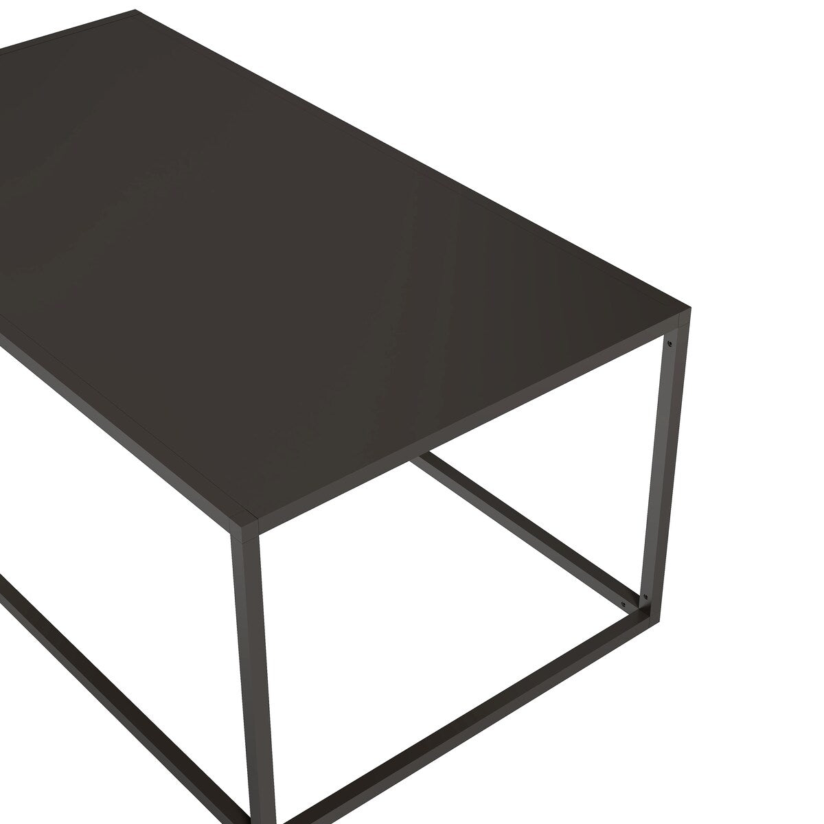 Dark Marble Rectangular Coffee Table with black Metal Leg for Living Room