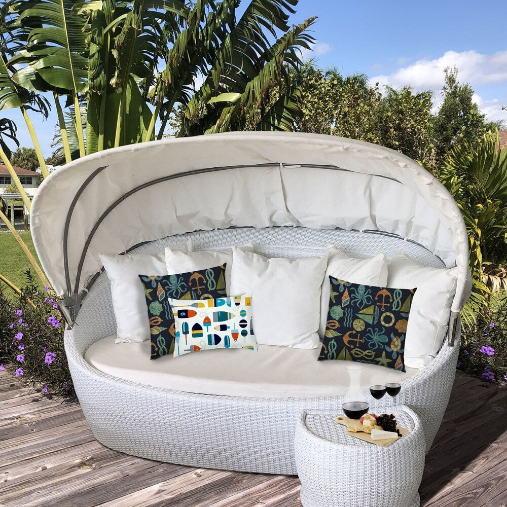 Dark Ocean Markers Indoor/Outdoor Pillow, Set of 2 Large & 1 Lumbar Pillow