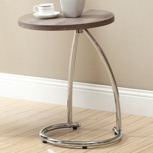 Dark Taupe Chrome Metal Accent Table