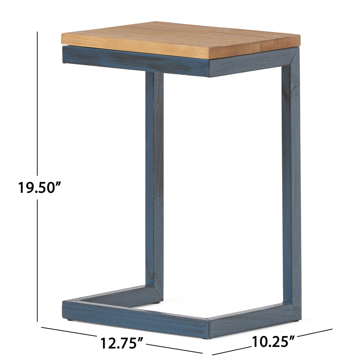 Christopher Knight Home Darlah Rustic Industrial Firwood and Metal C-Shaped Accent Table - 12.75" L x 10.25" W x 19.50" H