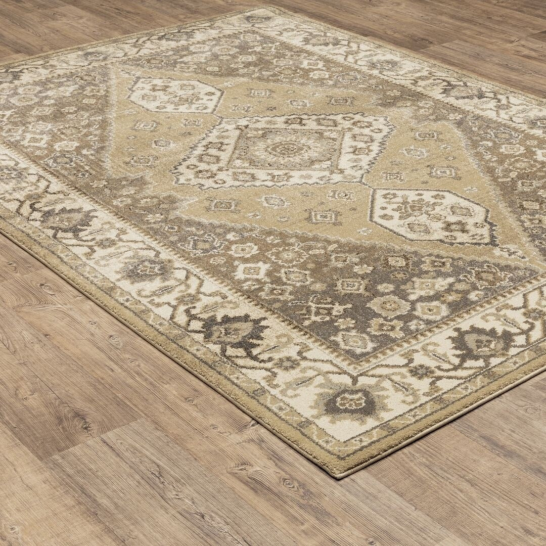 Darya Home Iona Collection Traditional Oriental Area Rug Beige