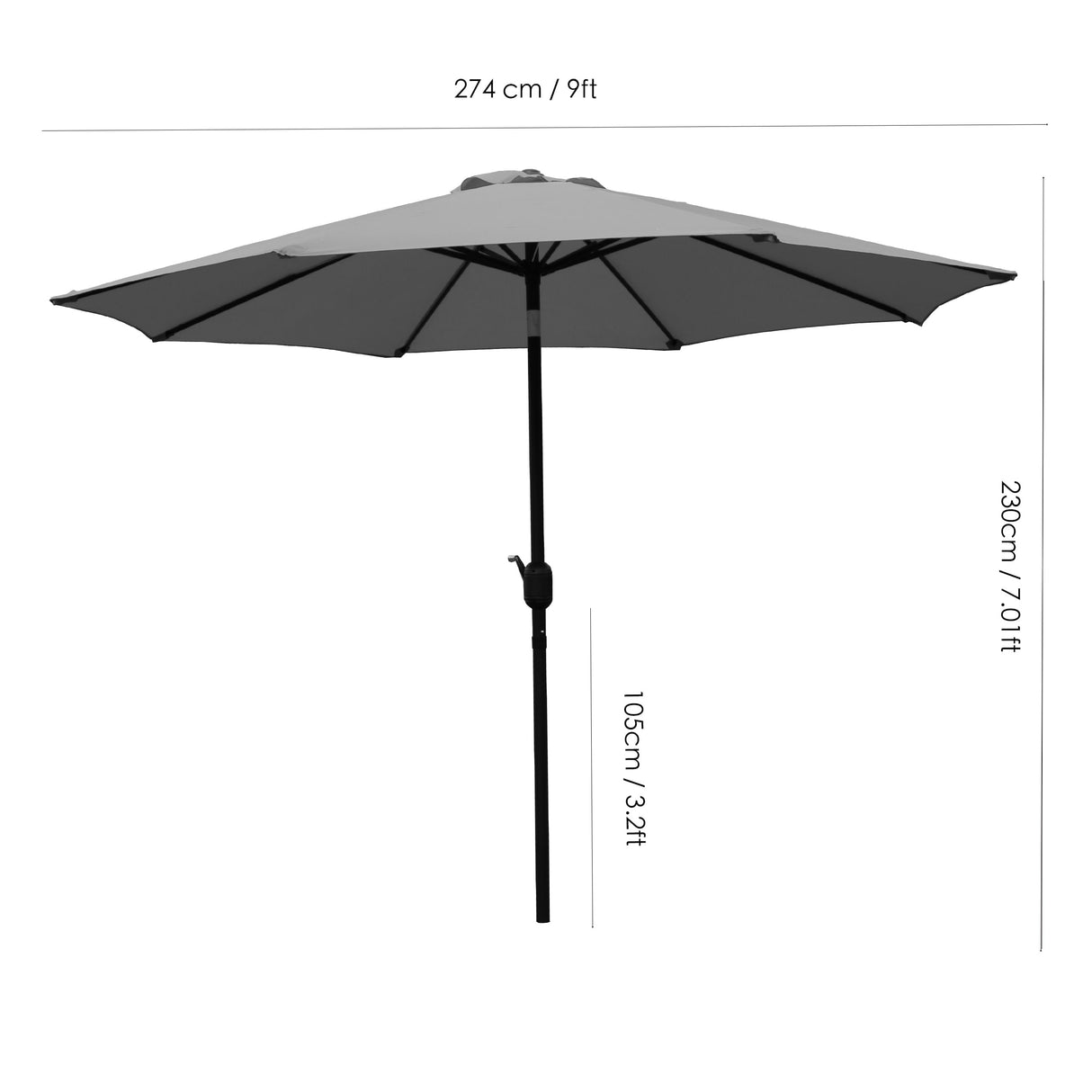 9 Ft Tan Patio Umbrella with Tilt and Crank