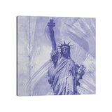 David Khieu Blue Watercolor Statue of Liberty Gallery-Wrapped Canvas