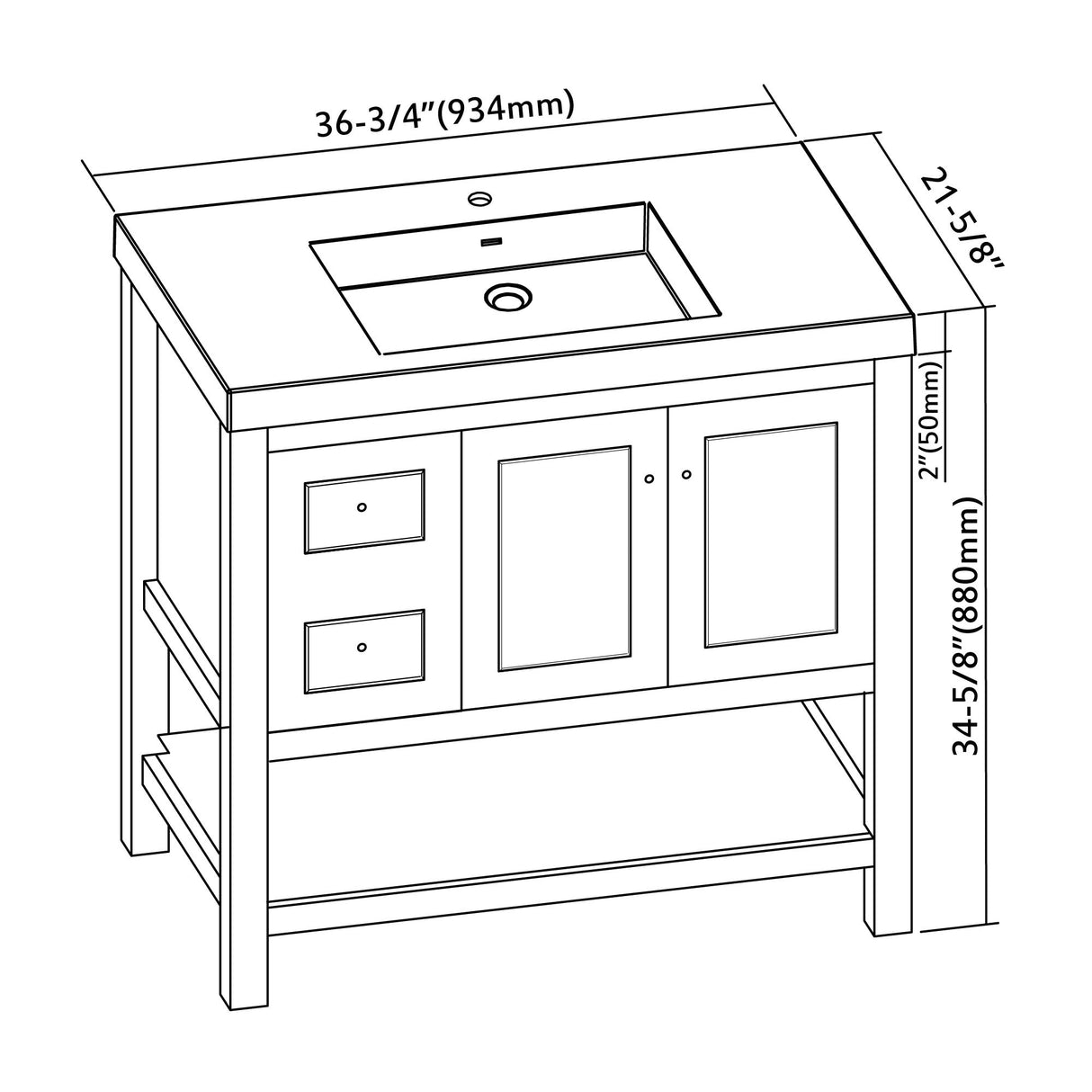 Davis 36" Single Bathroom Vanity Set