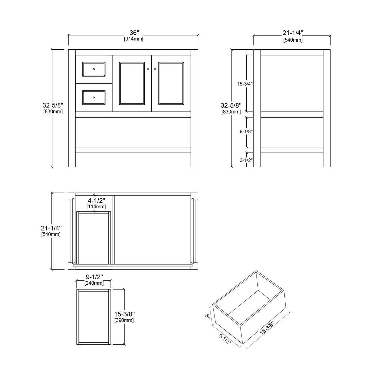 Davis 36" Single Bathroom Vanity Set