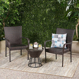 Davis Outdoor 3-Piece Wicker Stacking Chair Chat Set by Christopher Knight Home