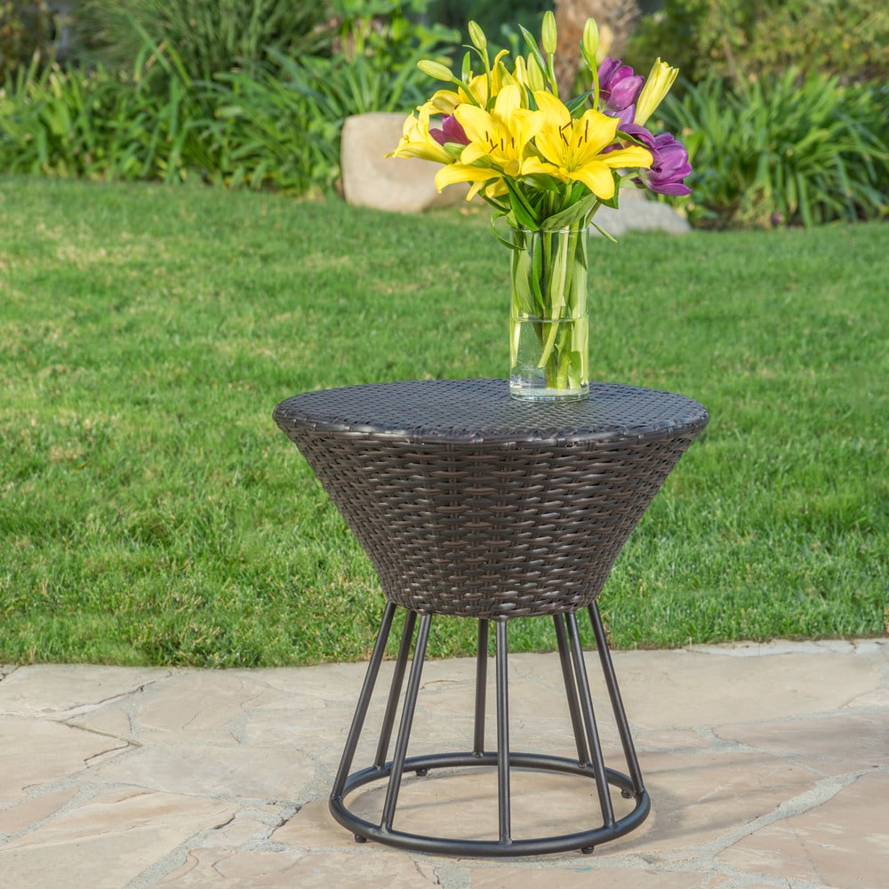 Davis Outdoor 3-Piece Wicker Stacking Chair Chat Set by Christopher Knight Home