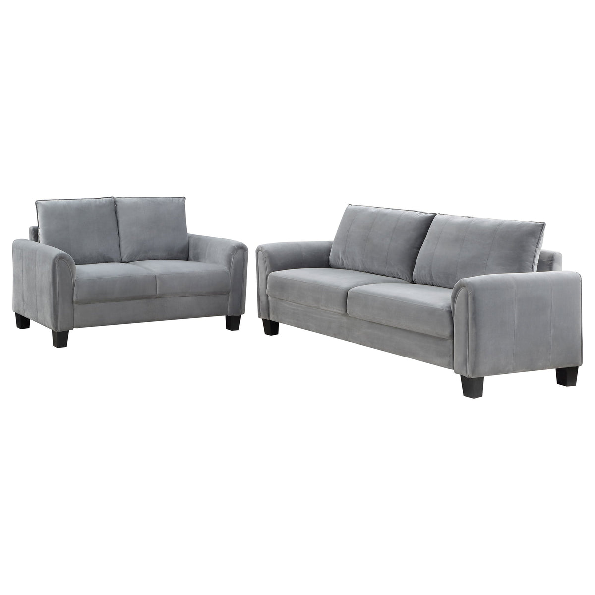 Davis Traditional Upholstered Rolled Arm Sofa Grey