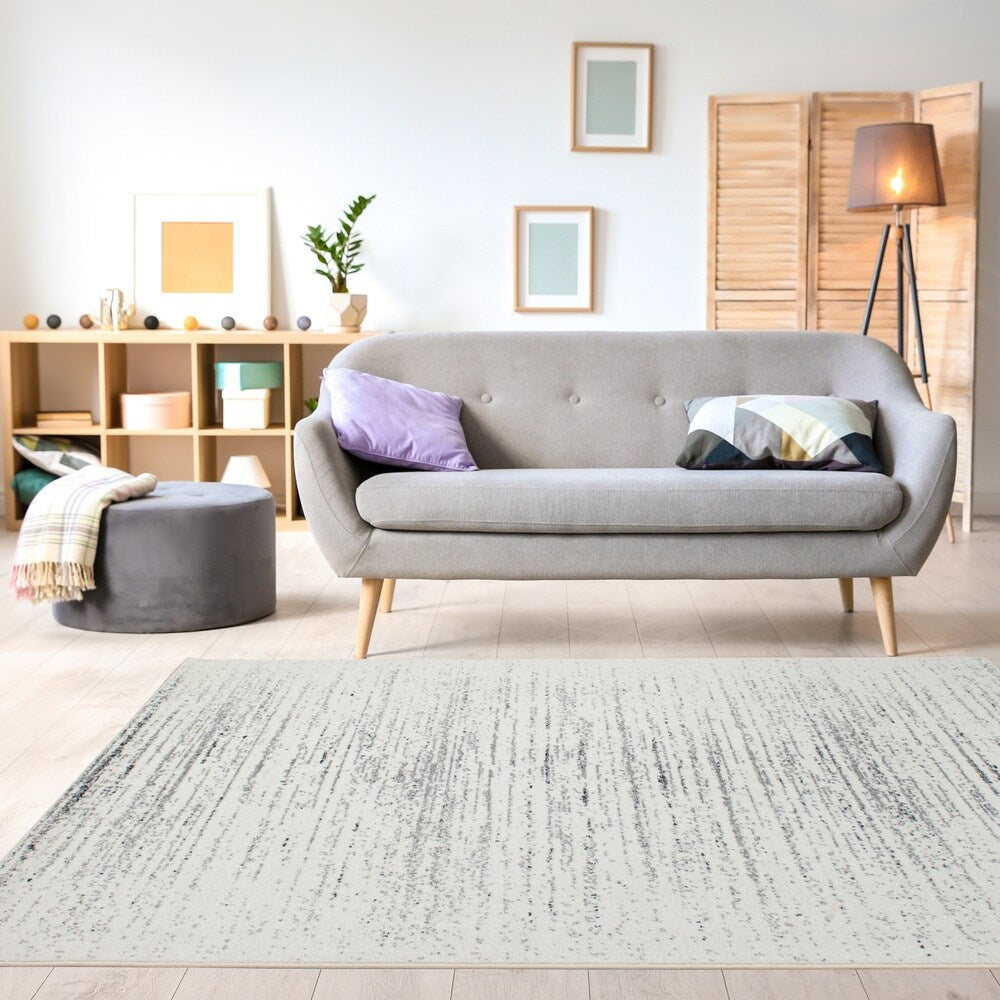 Dawn Cream Grey Faded Stripes Rug