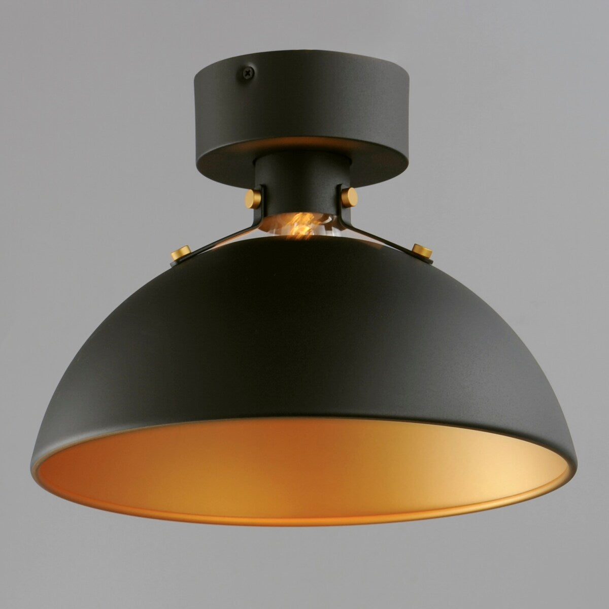 Dawn-Semi-Flush Mount in Antique Brass/Black