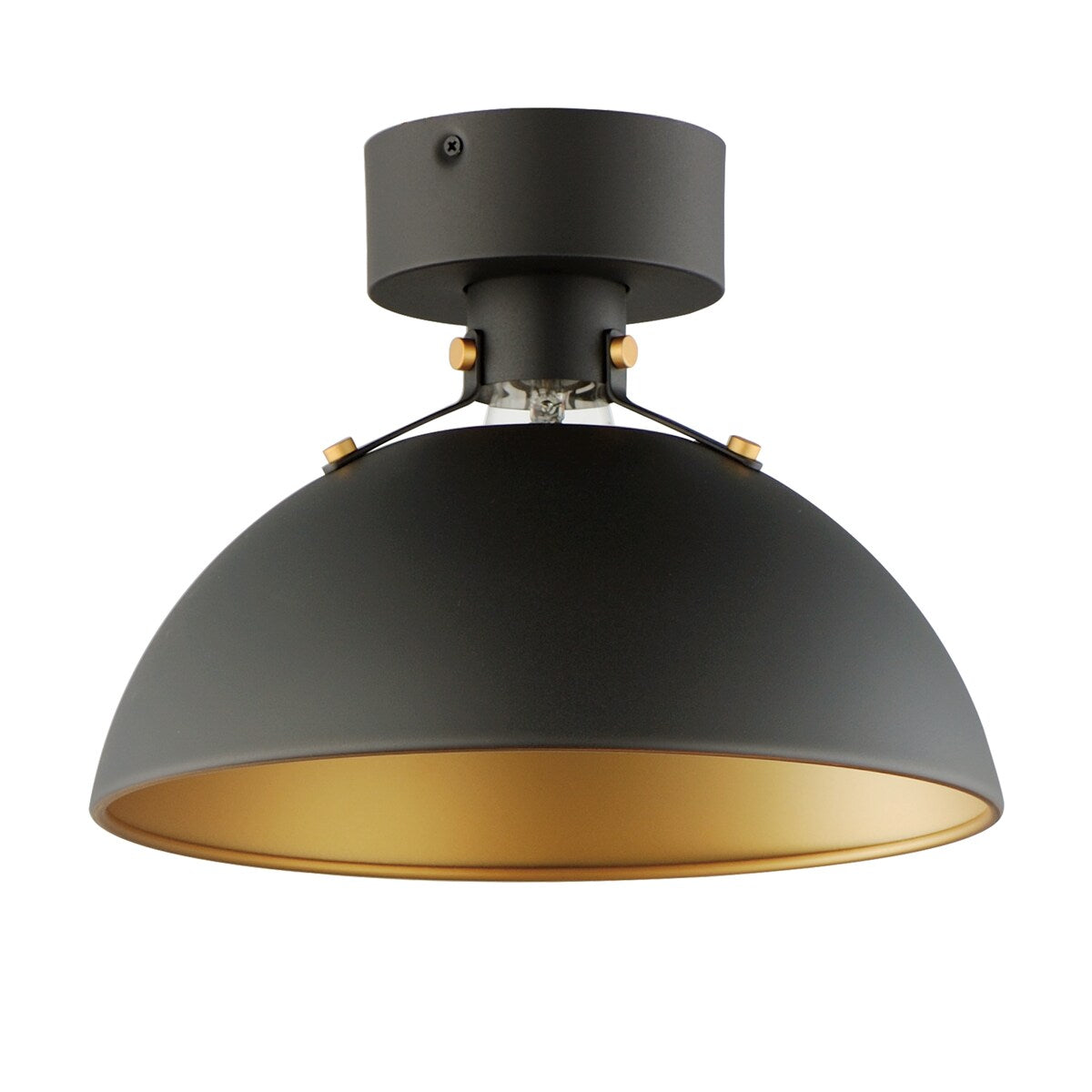 Dawn-Semi-Flush Mount in Antique Brass/Black