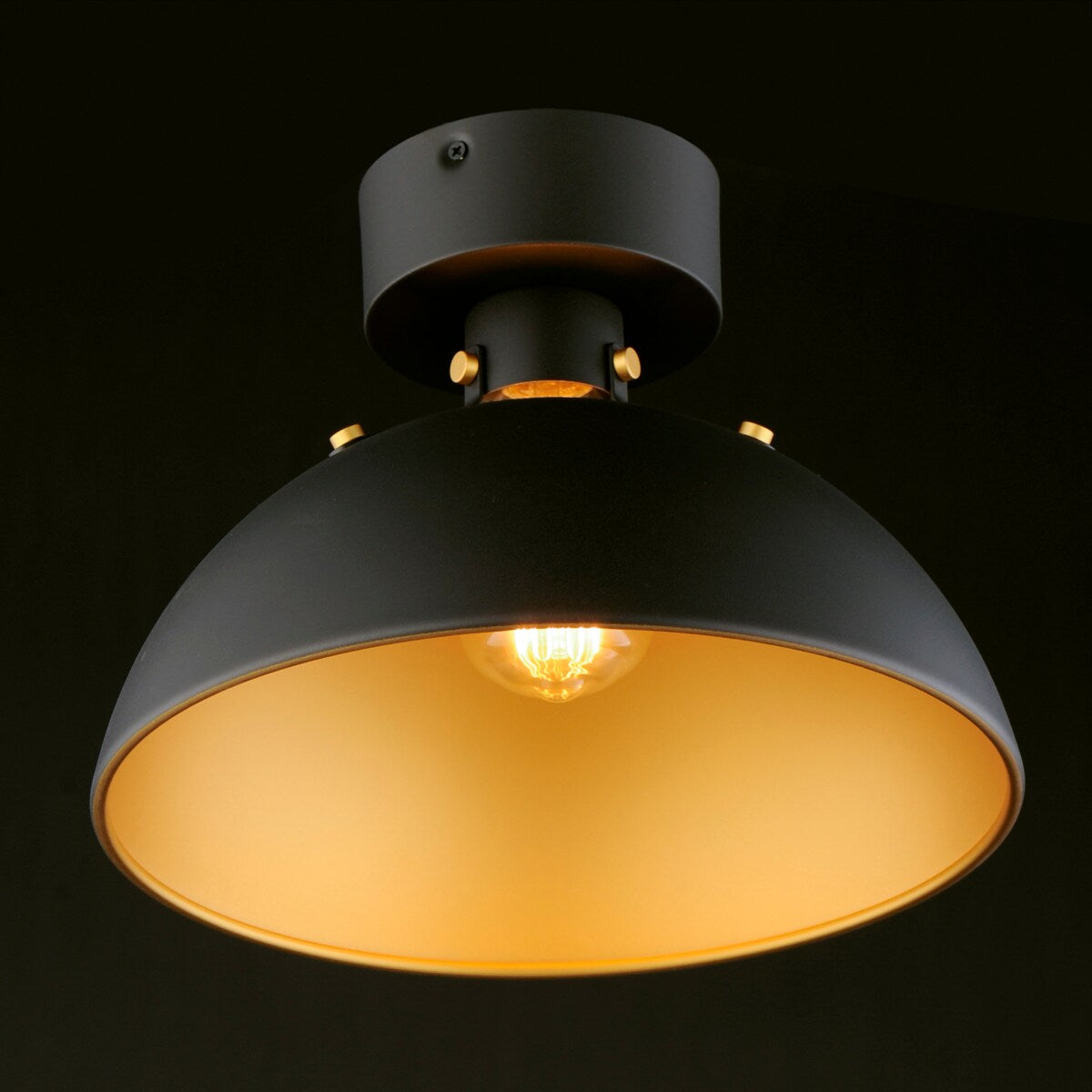 Dawn-Semi-Flush Mount in Antique Brass/Black