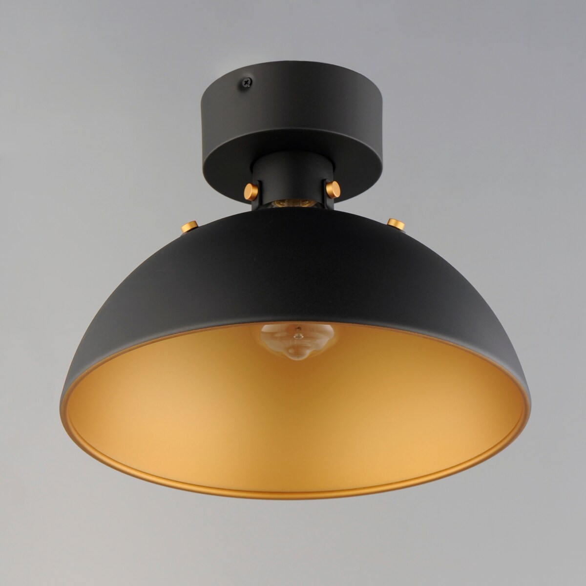 Dawn-Semi-Flush Mount in Antique Brass/Black