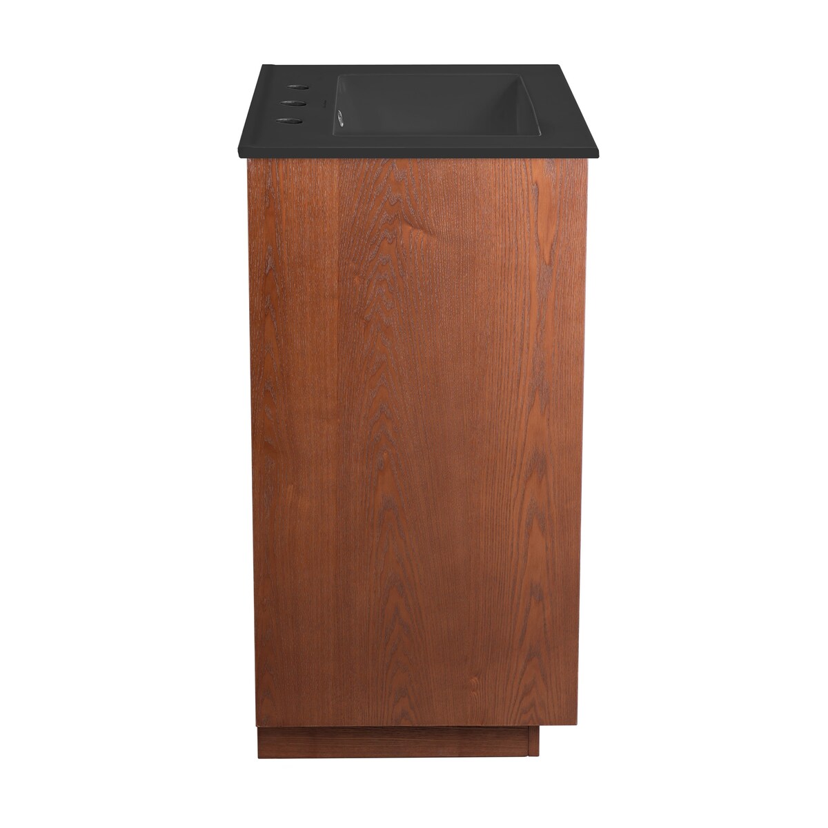 Daxton 24 In. Brown Walnut Bathroom Vanity With Black, 3-Hole Ceramic Sink Top