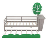 Daybed with Desk, Green Tree Shape Shelves and Trundle