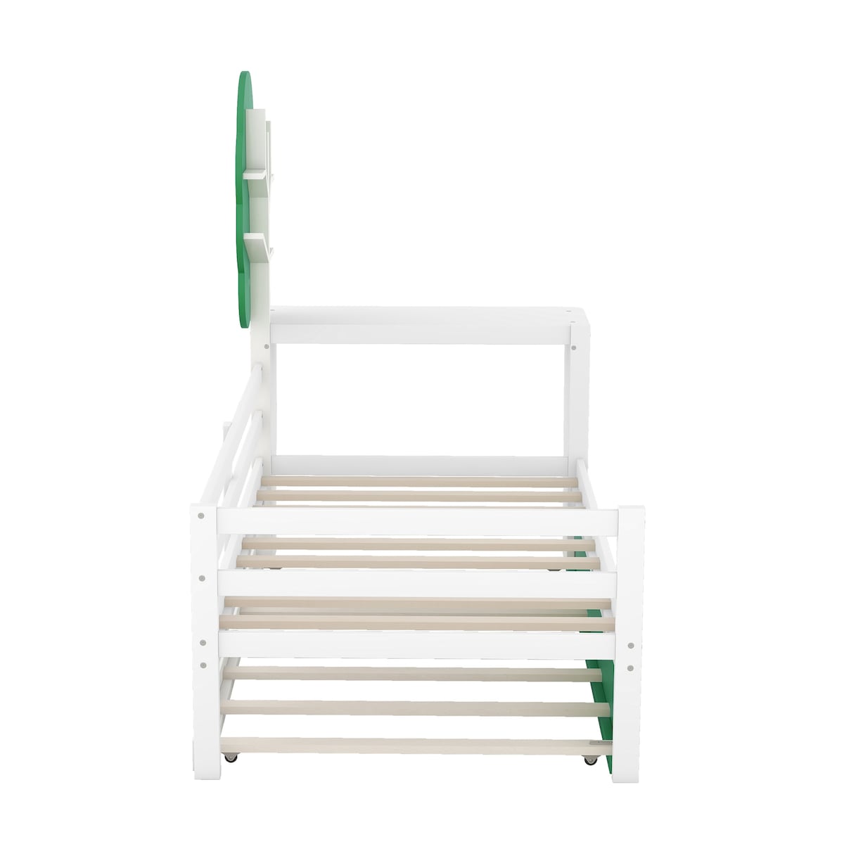 Daybed with Desk, Green Tree Shape Shelves and Trundle