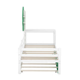 Daybed with Desk, Green Tree Shape Shelves and Trundle