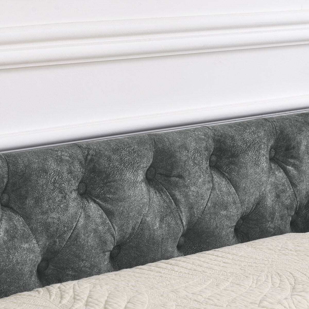 Daybed with Drawers Upholstered Tufted Sofa Bed,,with Button on Back and Copper Nail on Waved Shape Arms