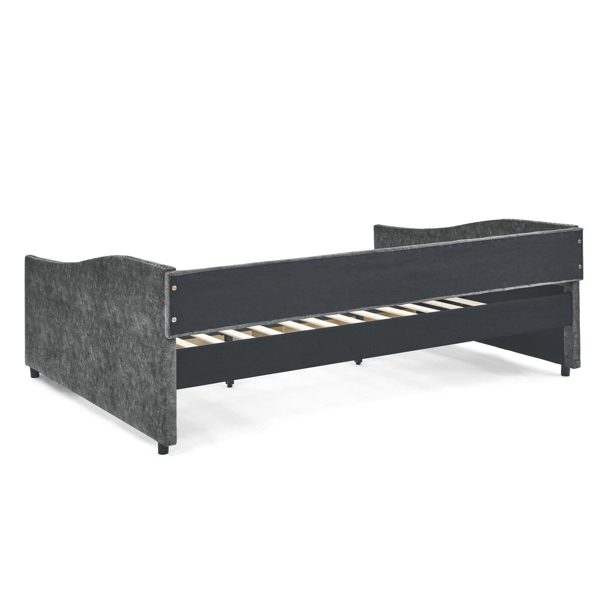 Daybed with Drawers Upholstered Tufted Sofa Bed,,with Button on Back and Copper Nail on Waved Shape Arms