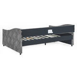 Daybed with Drawers Upholstered Tufted Sofa Bed,,with Button on Back and Copper Nail on Waved Shape Arms