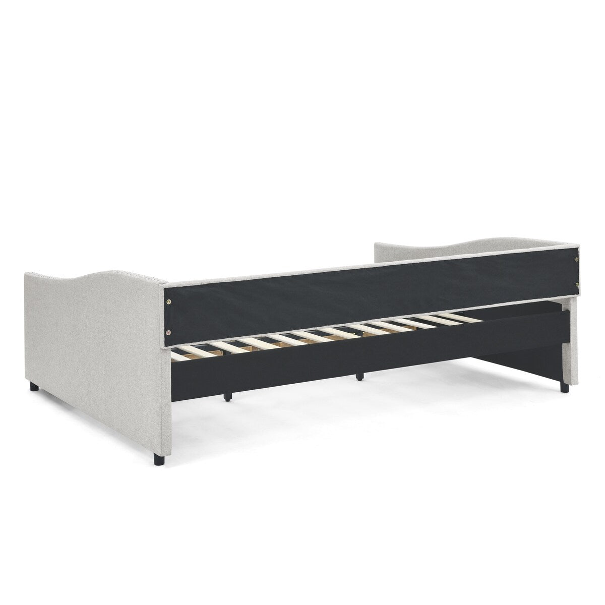 Daybed with Drawers Upholstered Tufted Sofa Bed,,with Button on Back and Copper Nail on Waved Shape Arms