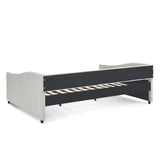 Daybed with Drawers Upholstered Tufted Sofa Bed,,with Button on Back and Copper Nail on Waved Shape Arms