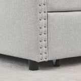 Daybed with Drawers Upholstered Tufted Sofa Bed,,with Button on Back and Copper Nail on Waved Shape Arms