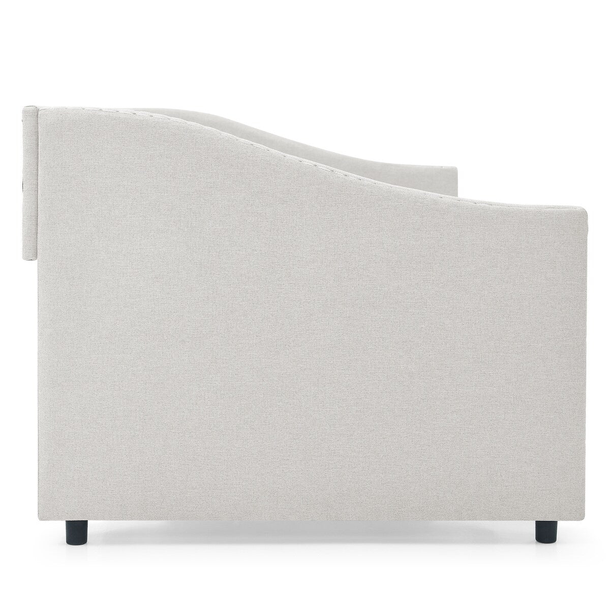 Daybed with Drawers Upholstered Tufted Sofa Bed,,with Button on Back and Copper Nail on Waved Shape Arms