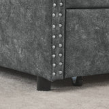 Daybed with Drawers Upholstered Tufted Sofa Bed,,with Button on Back and Copper Nail on Waved Shape Arms