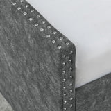 Daybed with Drawers Upholstered Tufted Sofa Bed,,with Button on Back and Copper Nail on Waved Shape Arms