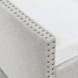 Daybed with Drawers Upholstered Tufted Sofa Bed,,with Button on Back and Copper Nail on Waved Shape Arms