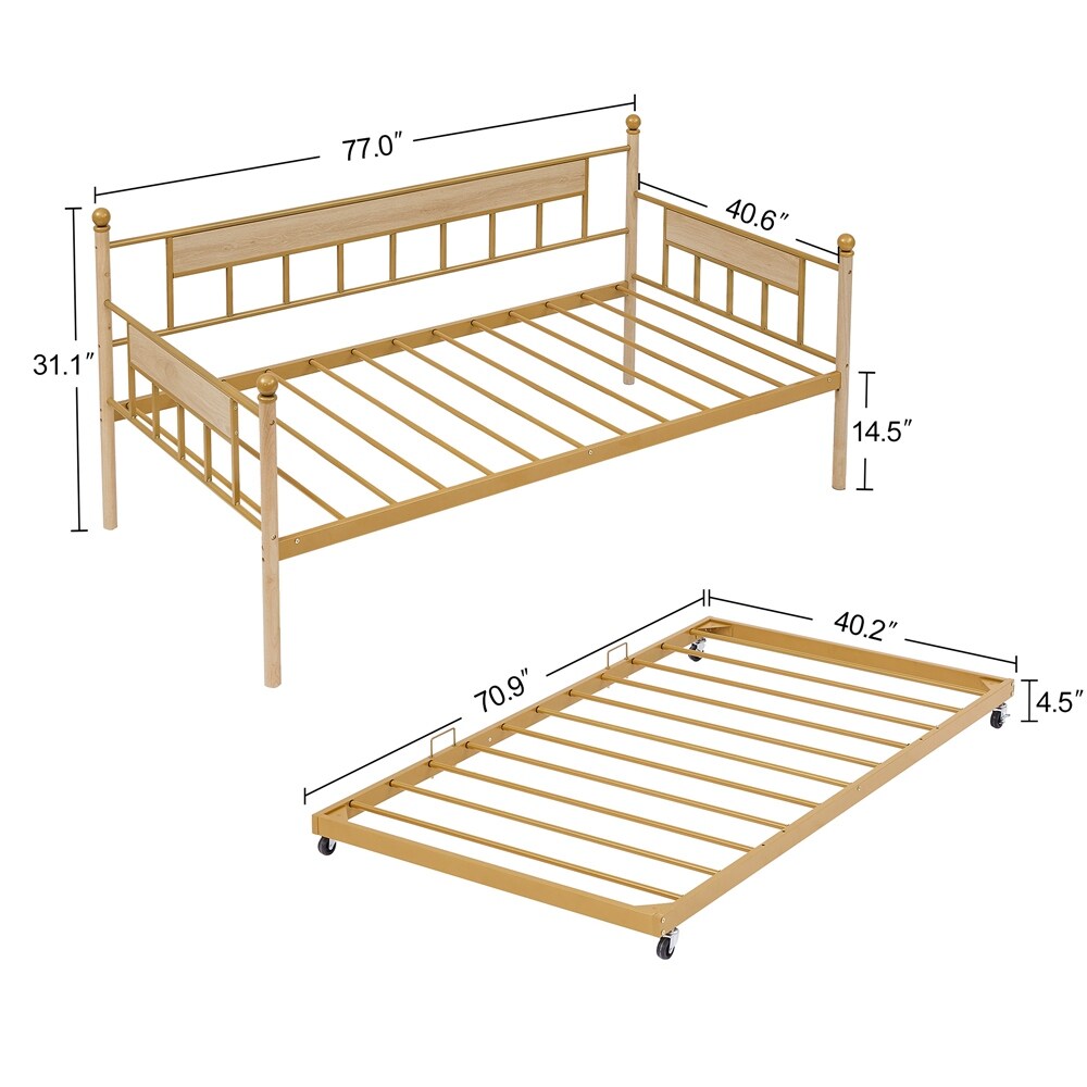 Daybed, Sofa Bed Metal Framed with Trundle Twin Size