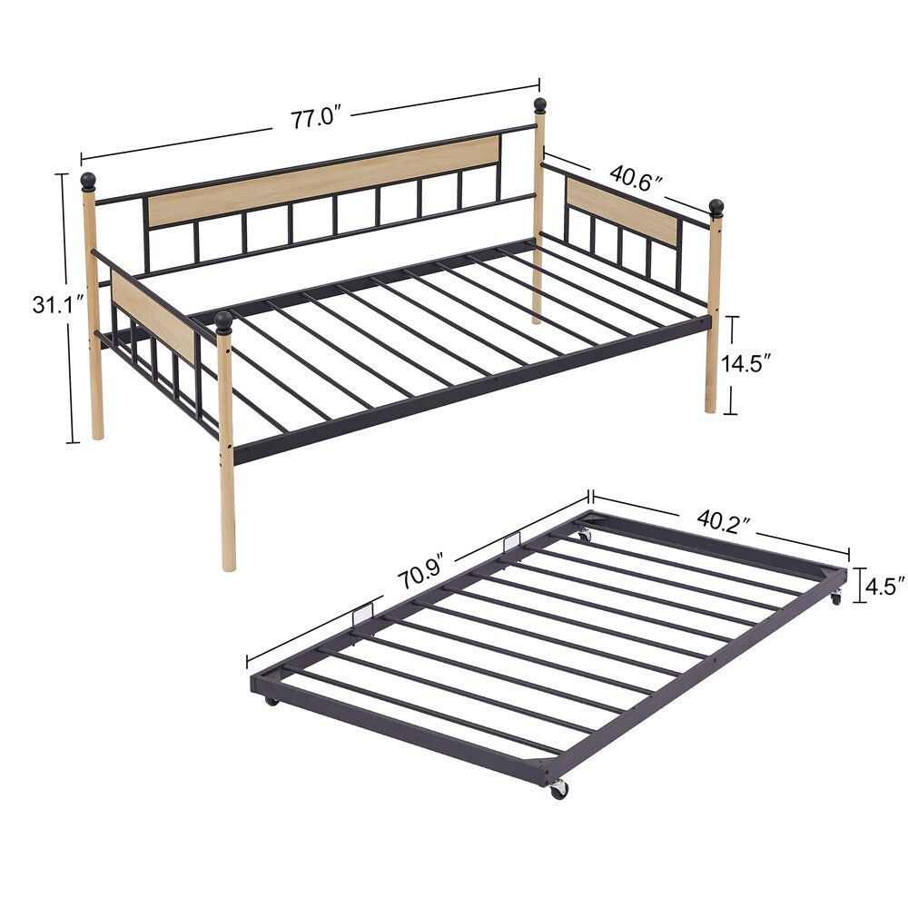 Daybed, Sofa Bed Metal Framed with Trundle Twin Size