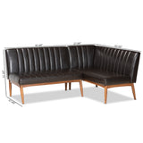 Daymond Mid-Century Modern 2-Piece Dining Nook Banquette Set