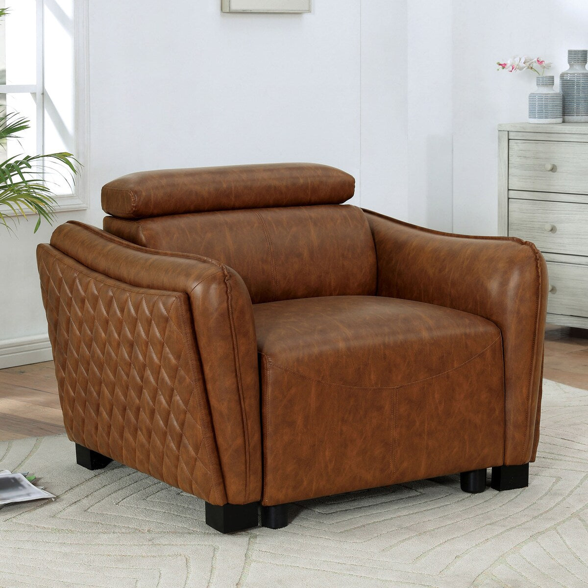 Dayn Mid-Century Modern 3-Piece Faux Leather Living Room Set by Furniture of America
