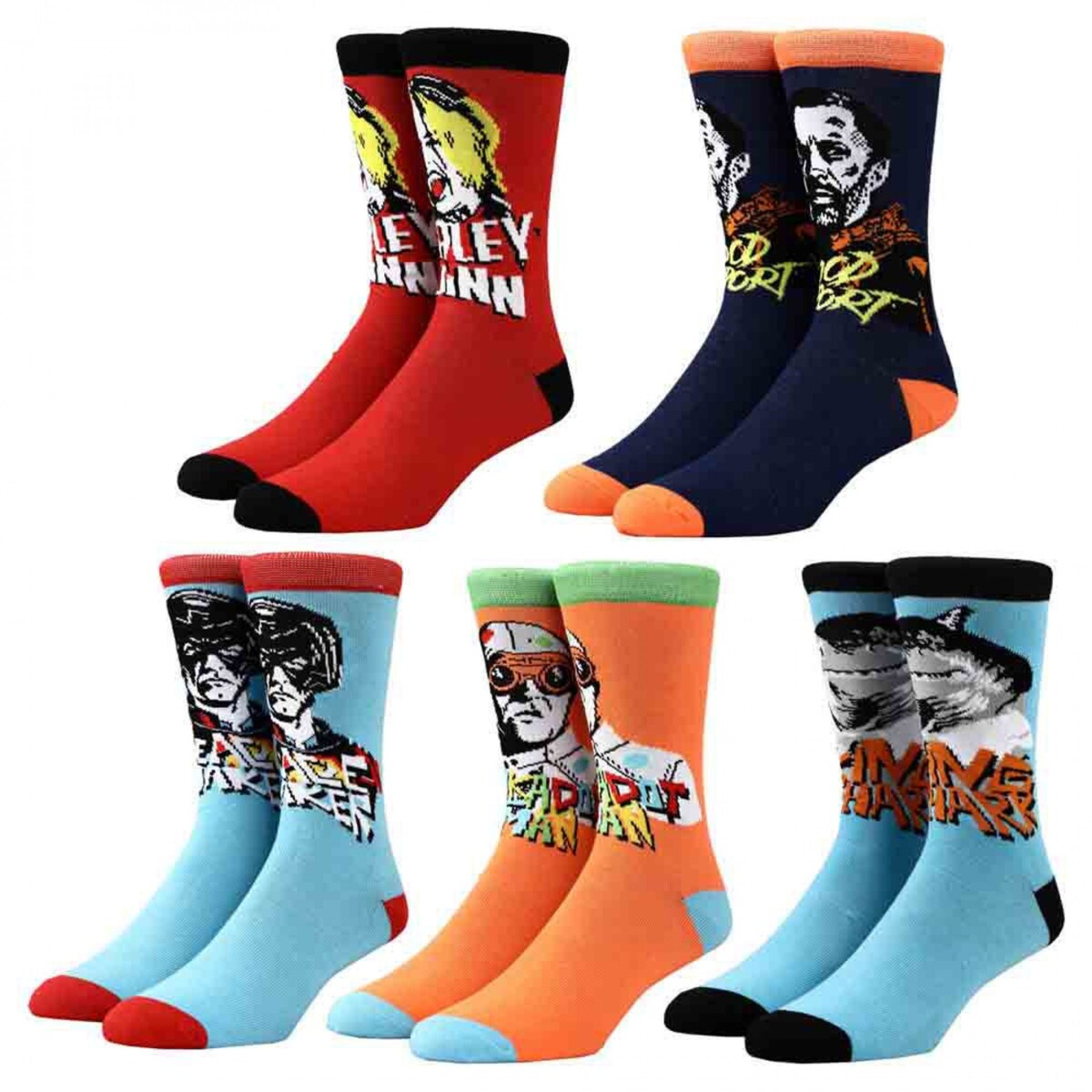 Dc Comics The Suicide Squad Variety Characters Mixed Art Crew Socks 5Pack