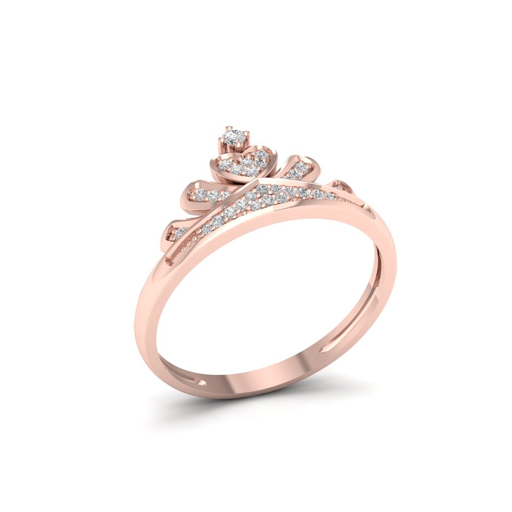 De Couer IGI Certified 1/10ct TDW Diamond Crown Ring for Her - Pink