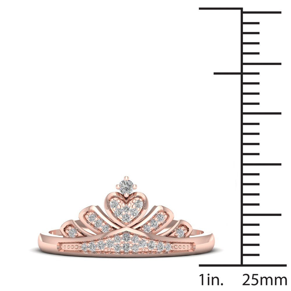 De Couer IGI Certified 1/10ct TDW Diamond Crown Ring for Her - Pink