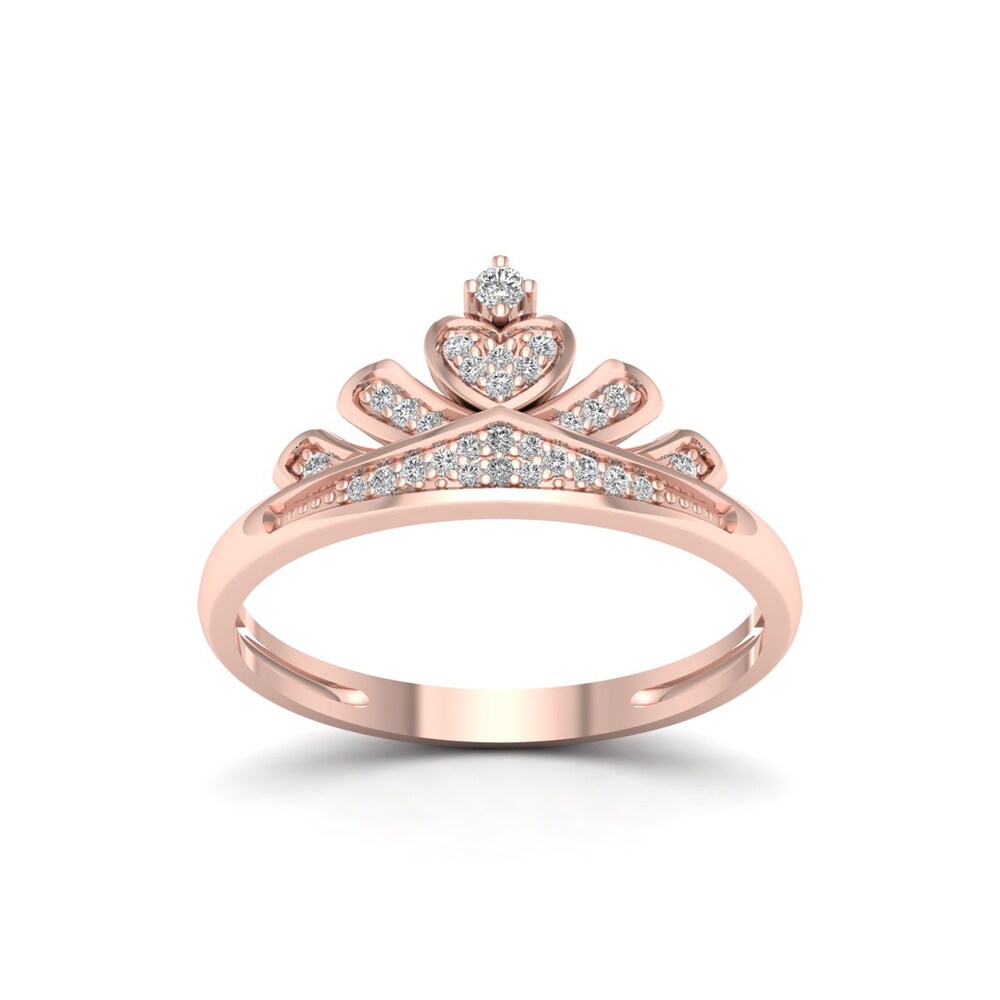 De Couer IGI Certified 1/10ct TDW Diamond Crown Ring for Her - Pink