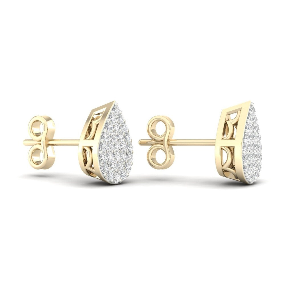De Couer 1/6ct TDW Diamond Cluster Earrings - Yellow