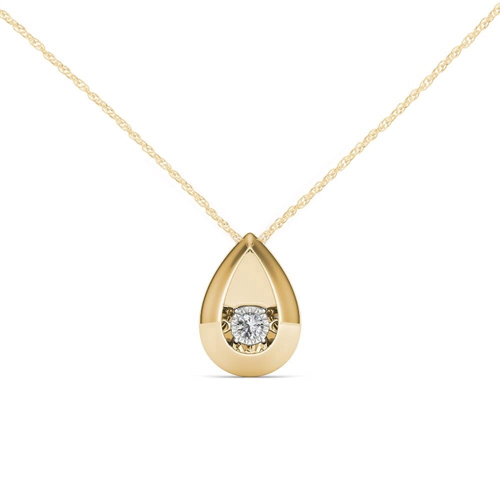 De Couer 10K Yellow Gold 1/20ct TDW Dancing Diamond Necklace
