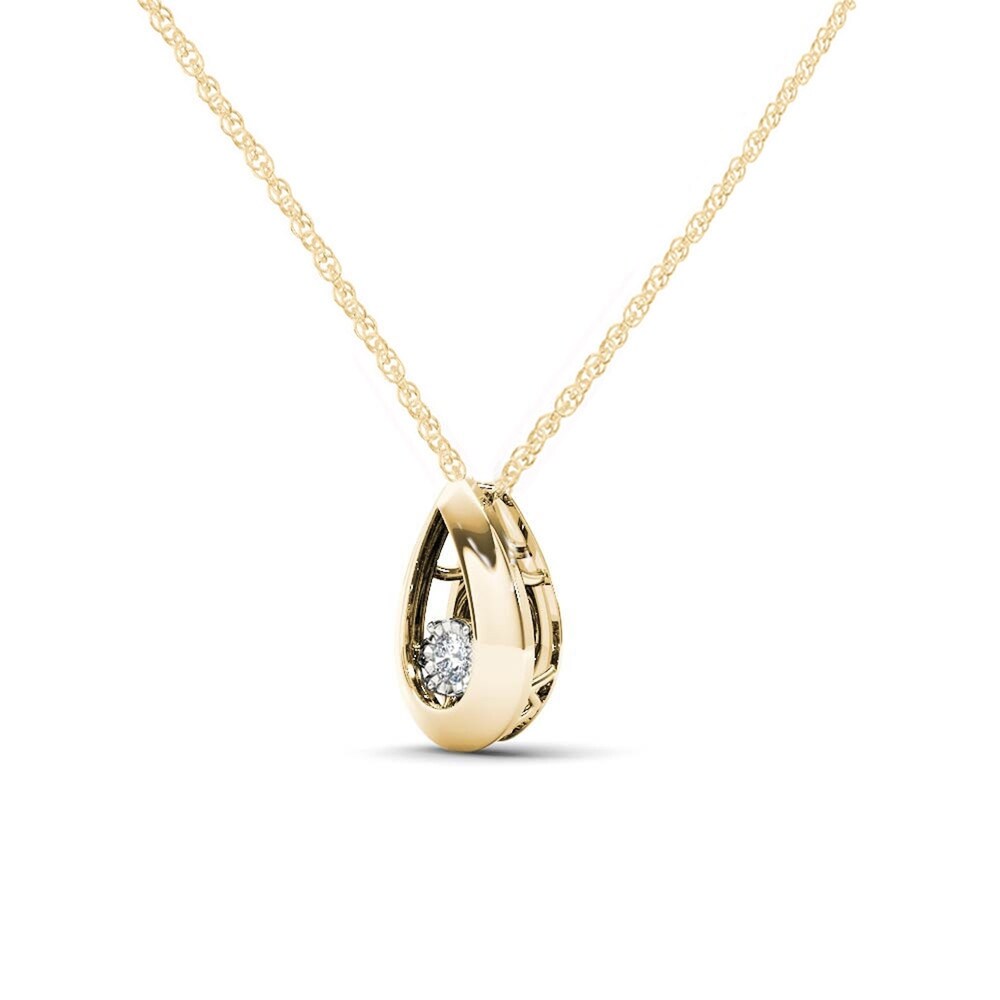 De Couer 10K Yellow Gold 1/20ct TDW Dancing Diamond Necklace