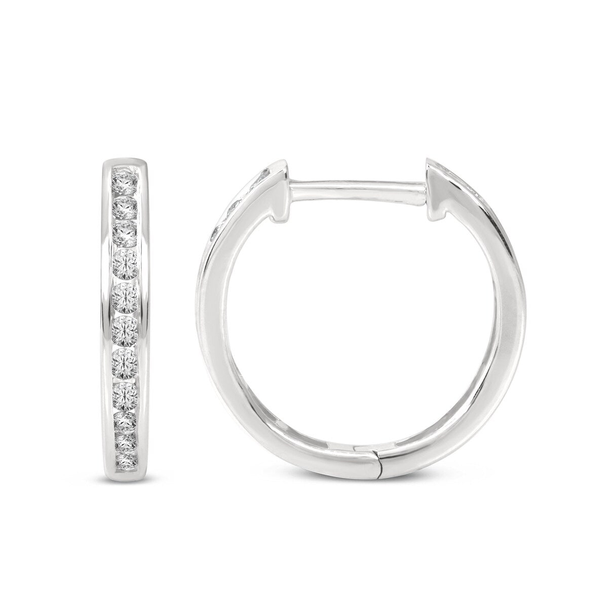 De Couer 10k Gold Diamond Hoop Earrings