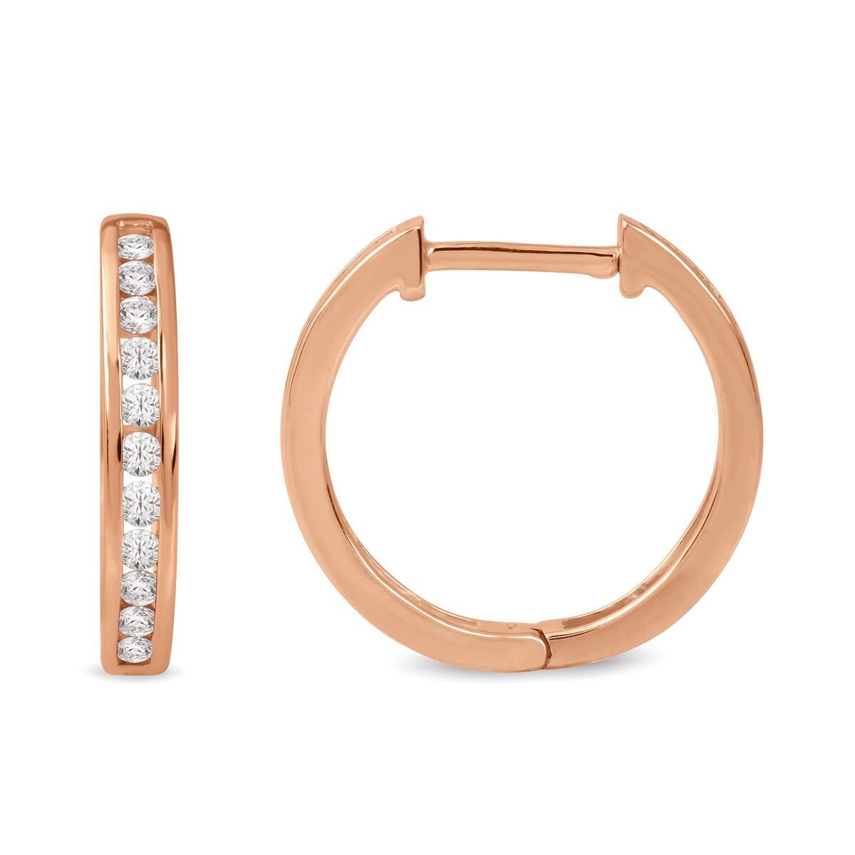 De Couer 10k Gold Diamond Hoop Earrings