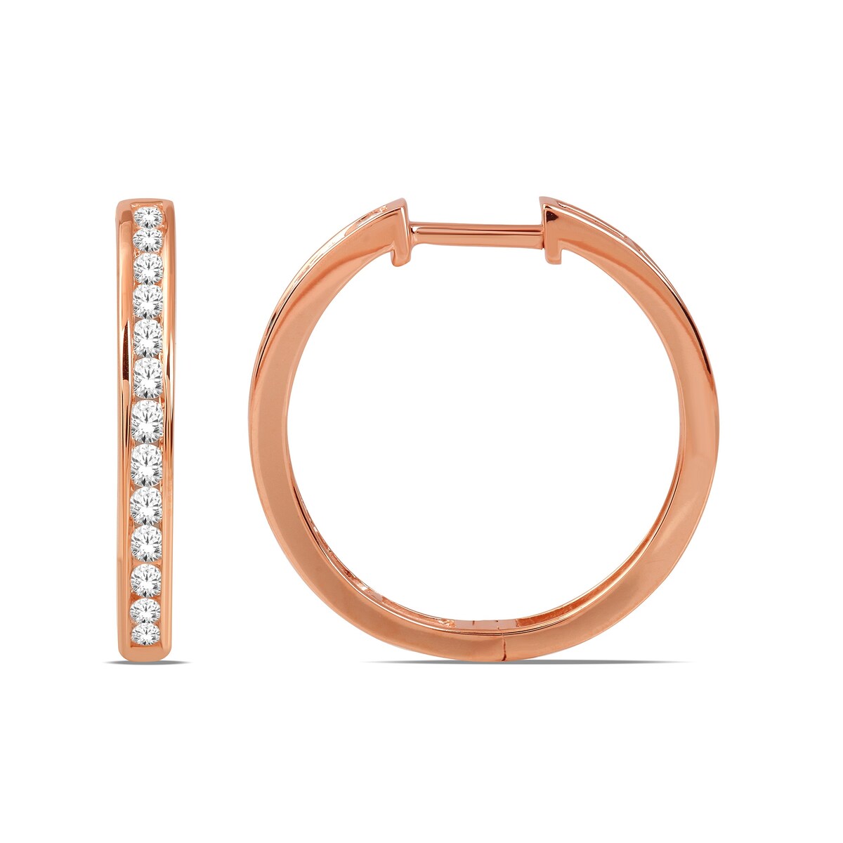 De Couer 10k Gold Diamond Hoop Earrings