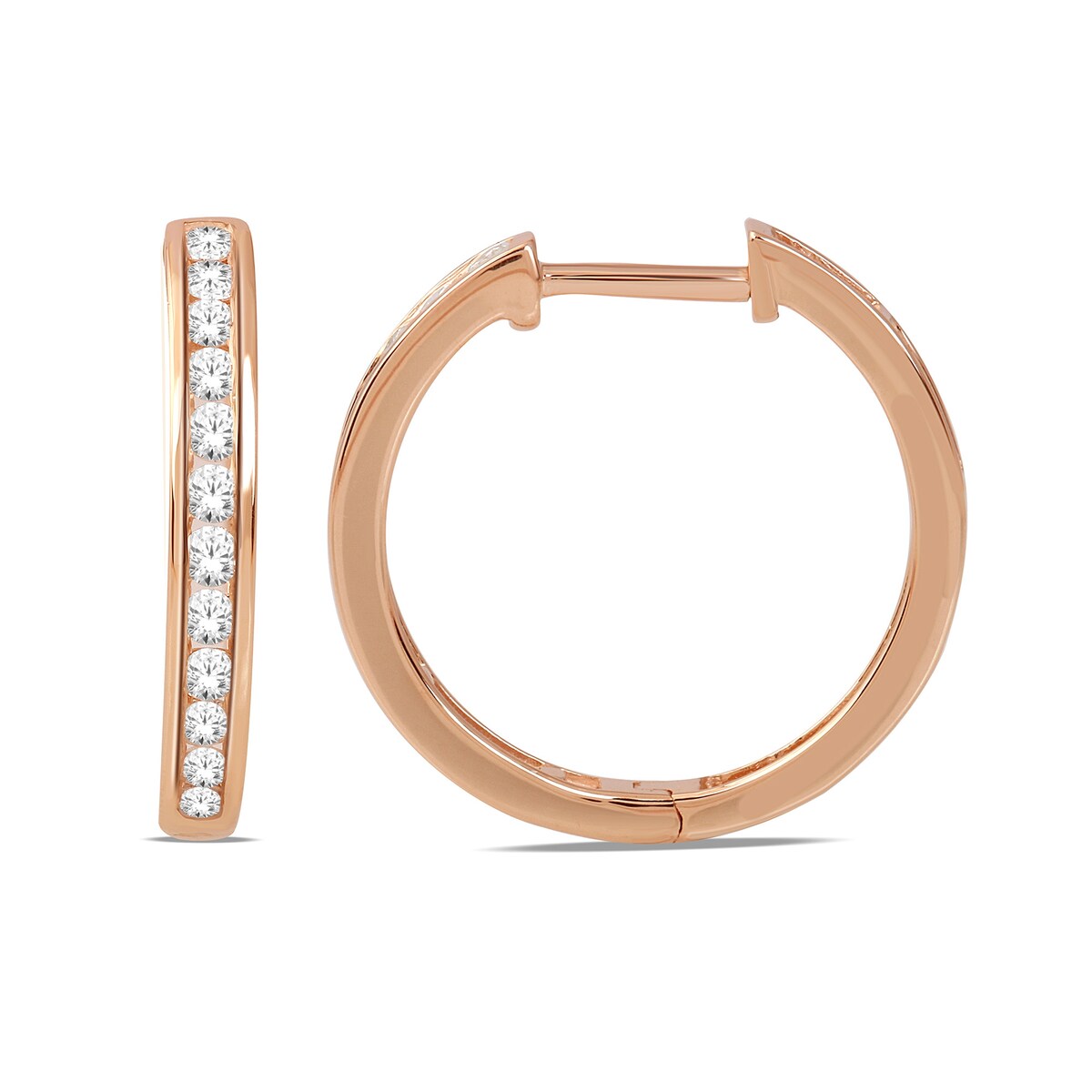 De Couer 10k Gold Diamond Hoop Earrings