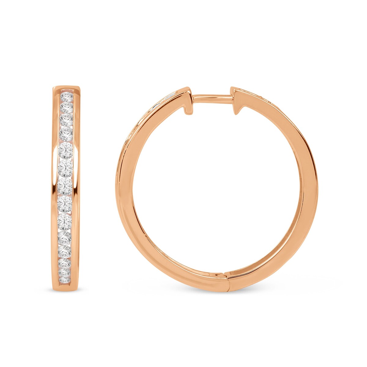 De Couer 10k Gold Diamond Hoop Earrings