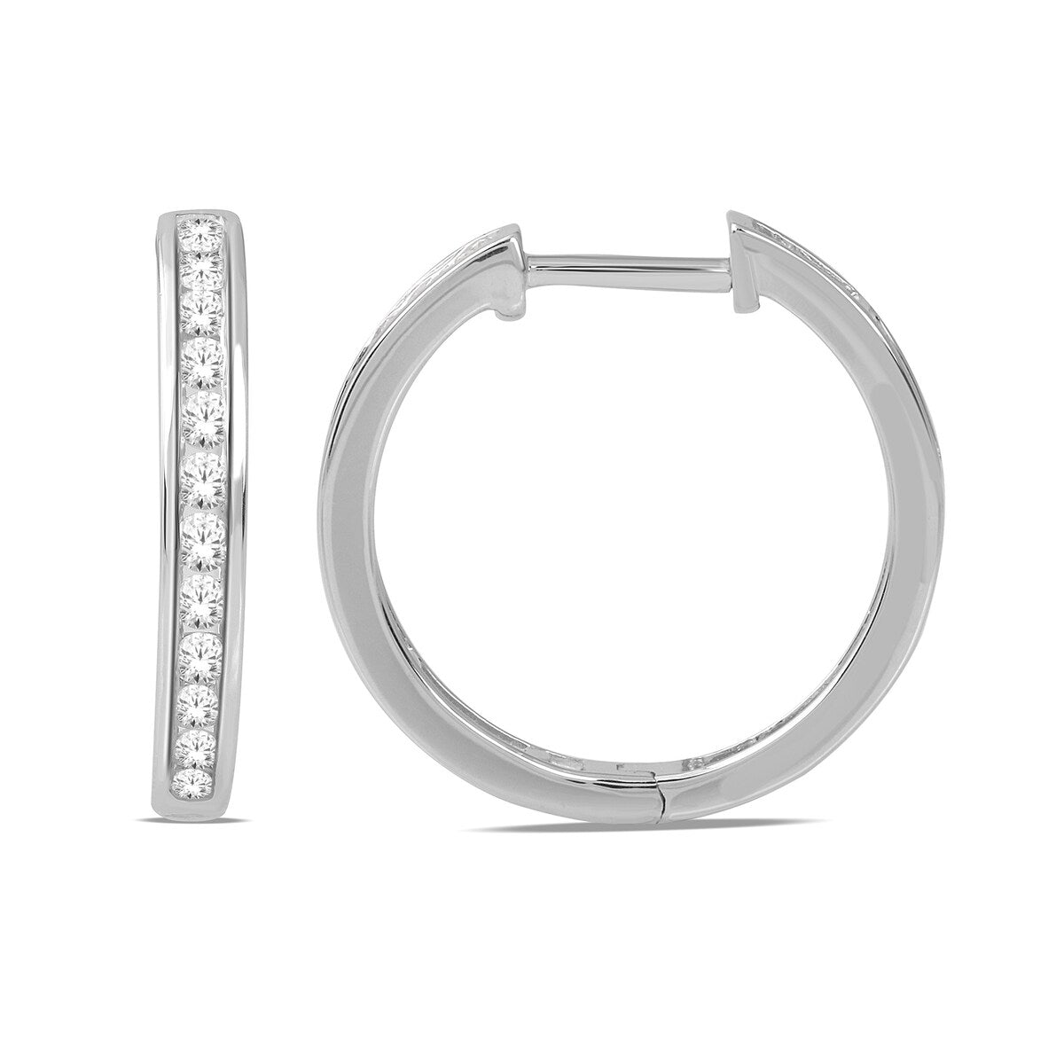 De Couer 10k Gold Diamond Hoop Earrings