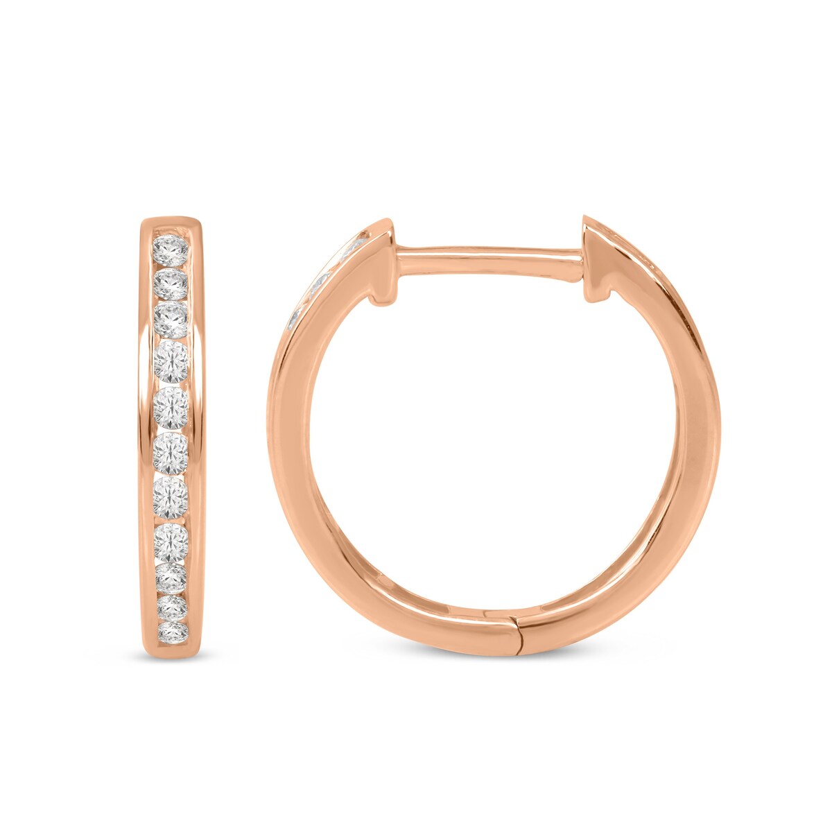 De Couer 10k Gold Diamond Hoop Earrings